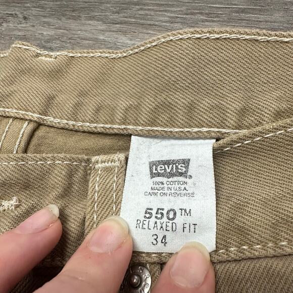 Vintage Y2K Levis 505 Tan Mens 32 Relaxed Fit Jorts Denim Shorts Red Tab USA - Picture 3 of 10